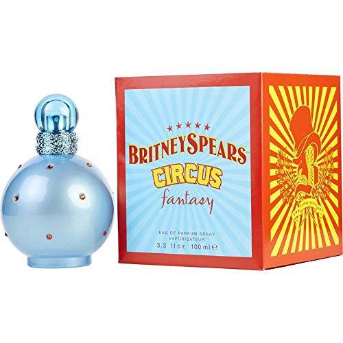 Circus Fantasy Eau de Parfum by Britney Spears in a vibrant circus-themed bottle, showcasing playful colors and whimsical design.