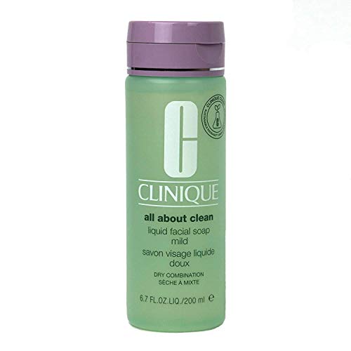 Clinique Cleansing Range Liquid Facial Soap in a sleek bottle, ideal for all skin types.