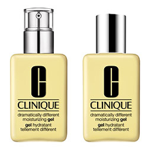 Clinique Dramatically Different Moisturizing Gel in a sleek bottle, designed for combination to oily skin, showcasing its lightweight gel texture.