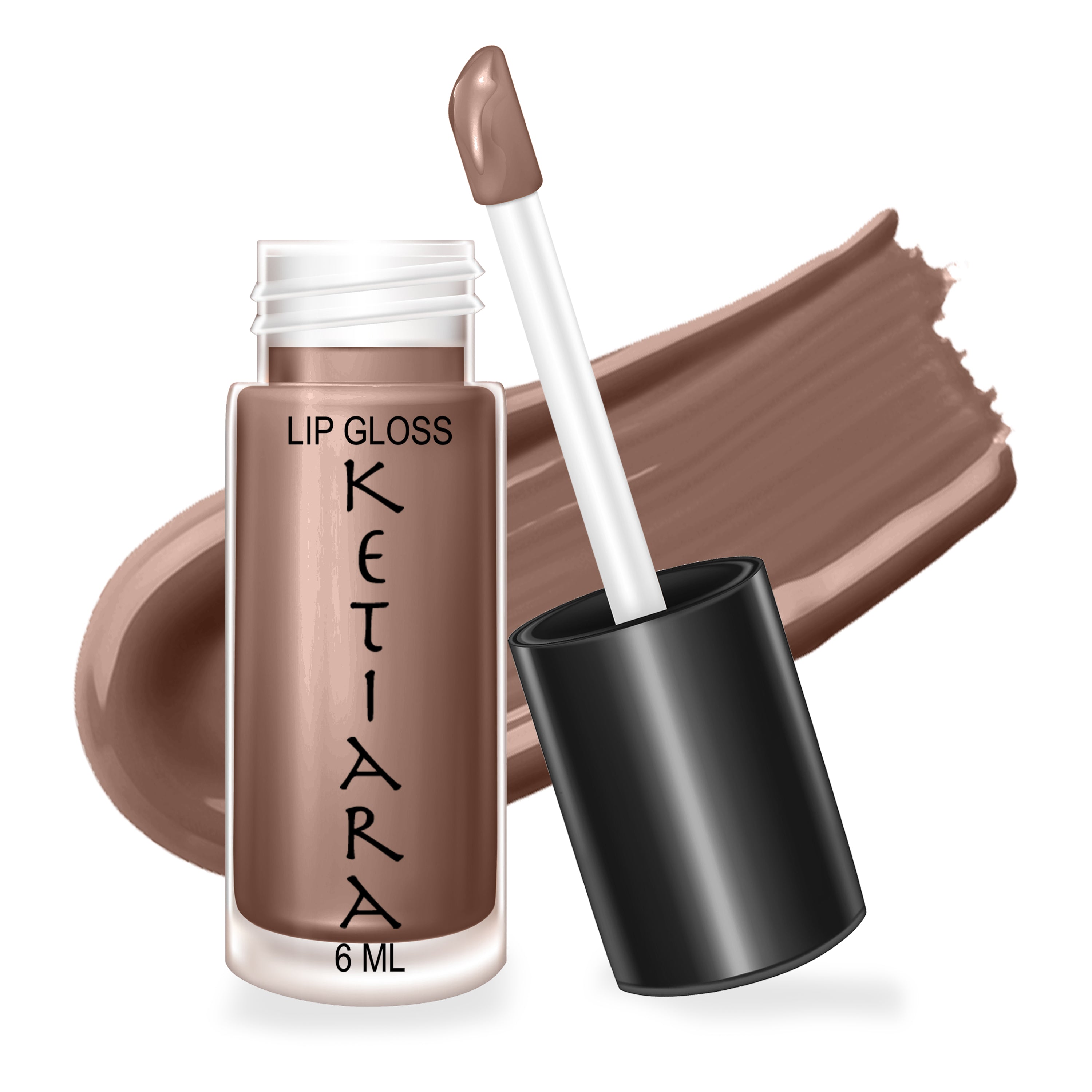 Coffee Big Brush Wand lip gloss with moisturizing ingredients, showcasing its sleek design and vibrant color options.
