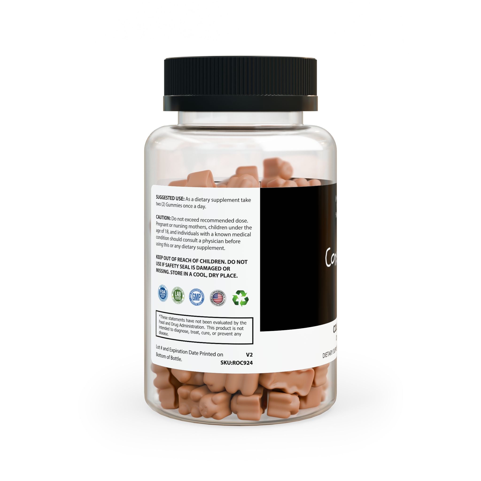 A bottle of Collagen Gummies containing 60 gummies, featuring a vibrant strawberry flavor and a label highlighting key ingredients.