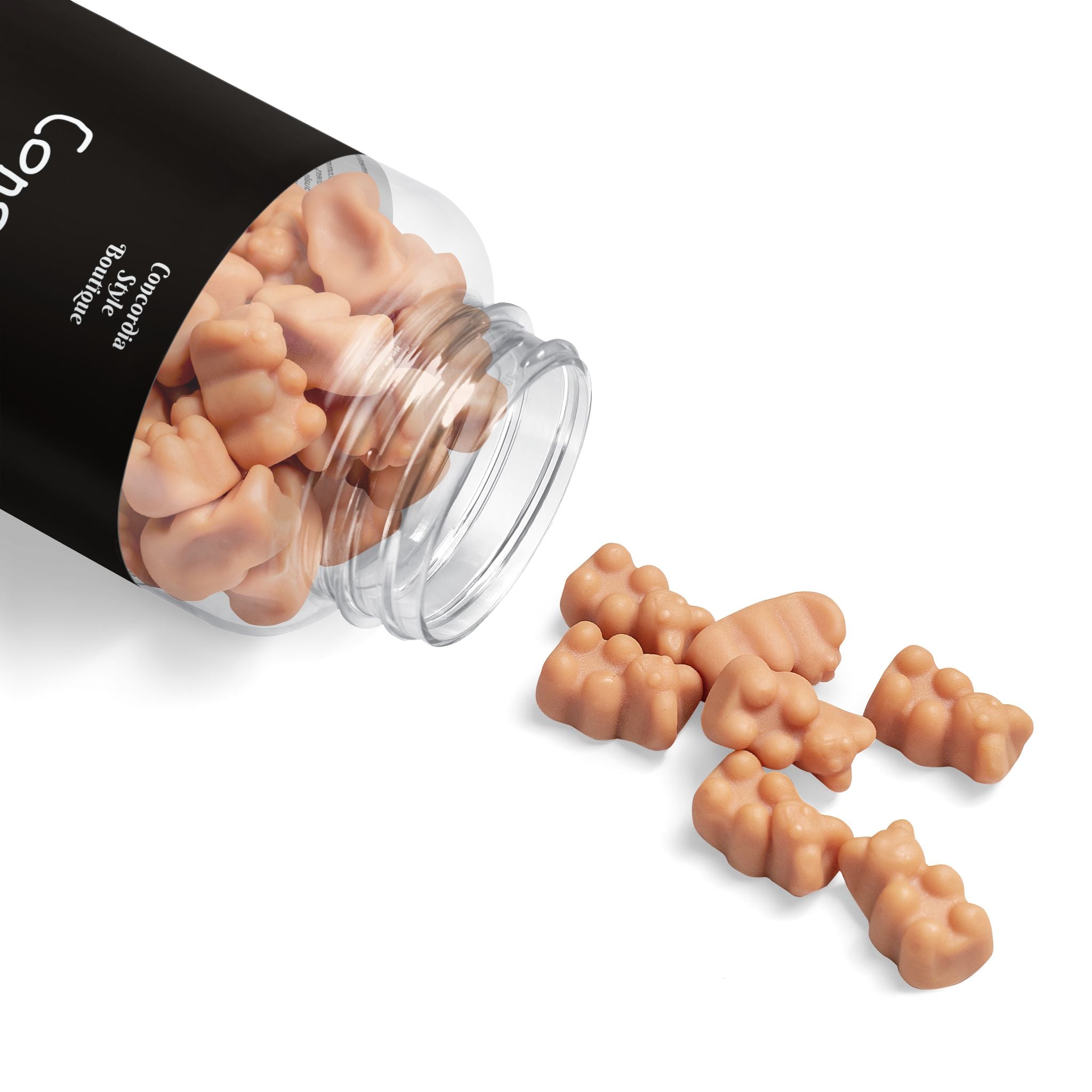 A bottle of Collagen Gummies containing 60 gummies, featuring a vibrant strawberry flavor and a label highlighting key ingredients.