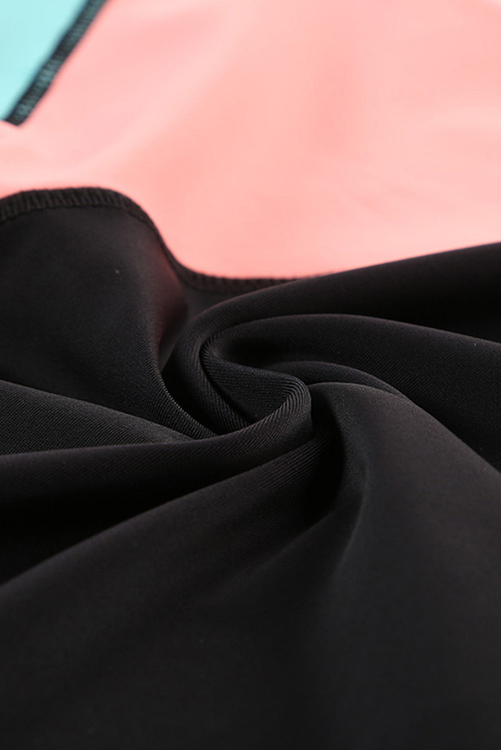 Color Zip Up Neckline Color Block Rashguard Top for women, featuring a stylish design with long sleeves and a zip front.