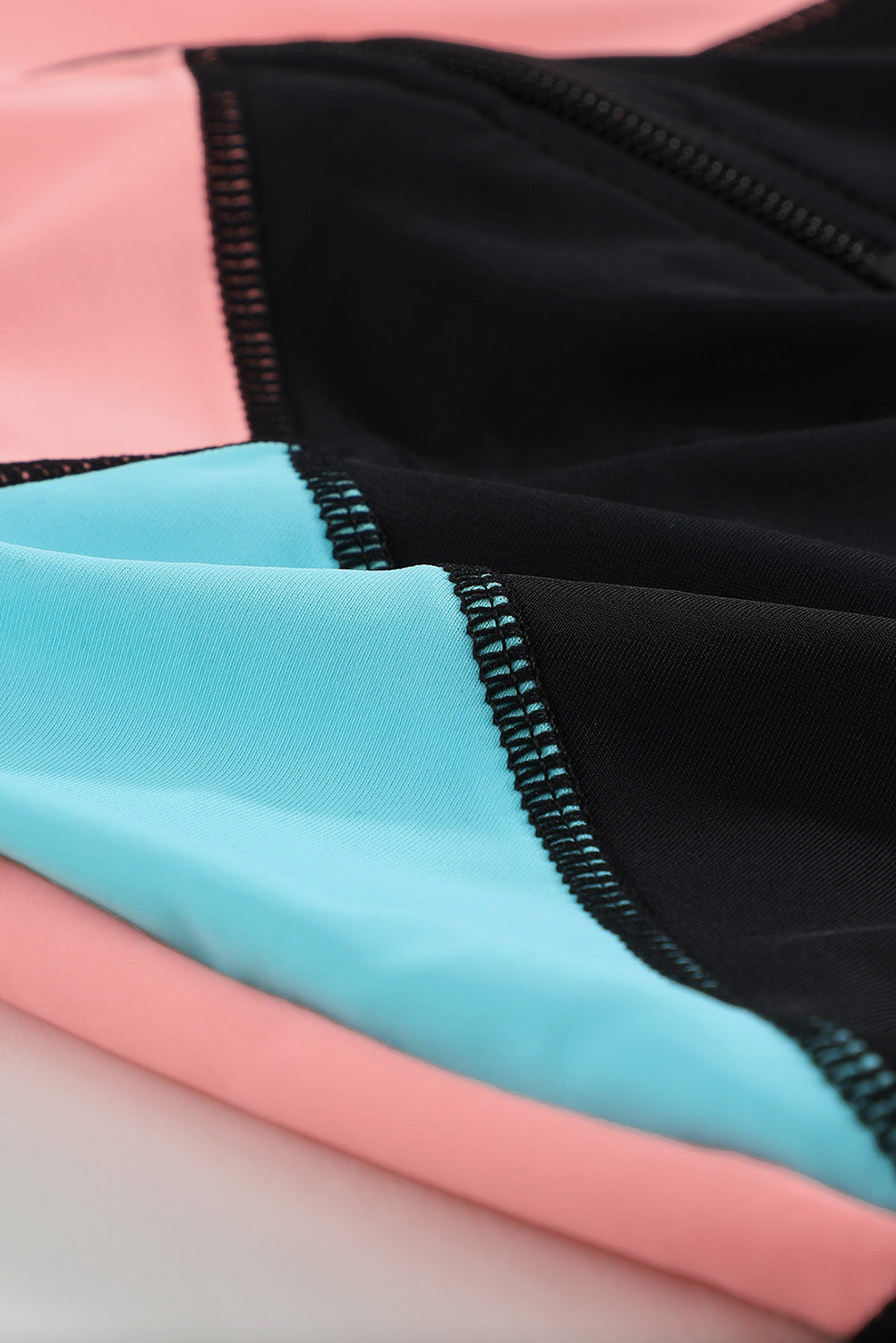 Color Zip Up Neckline Color Block Rashguard Top for women, featuring a stylish design with long sleeves and a zip front.