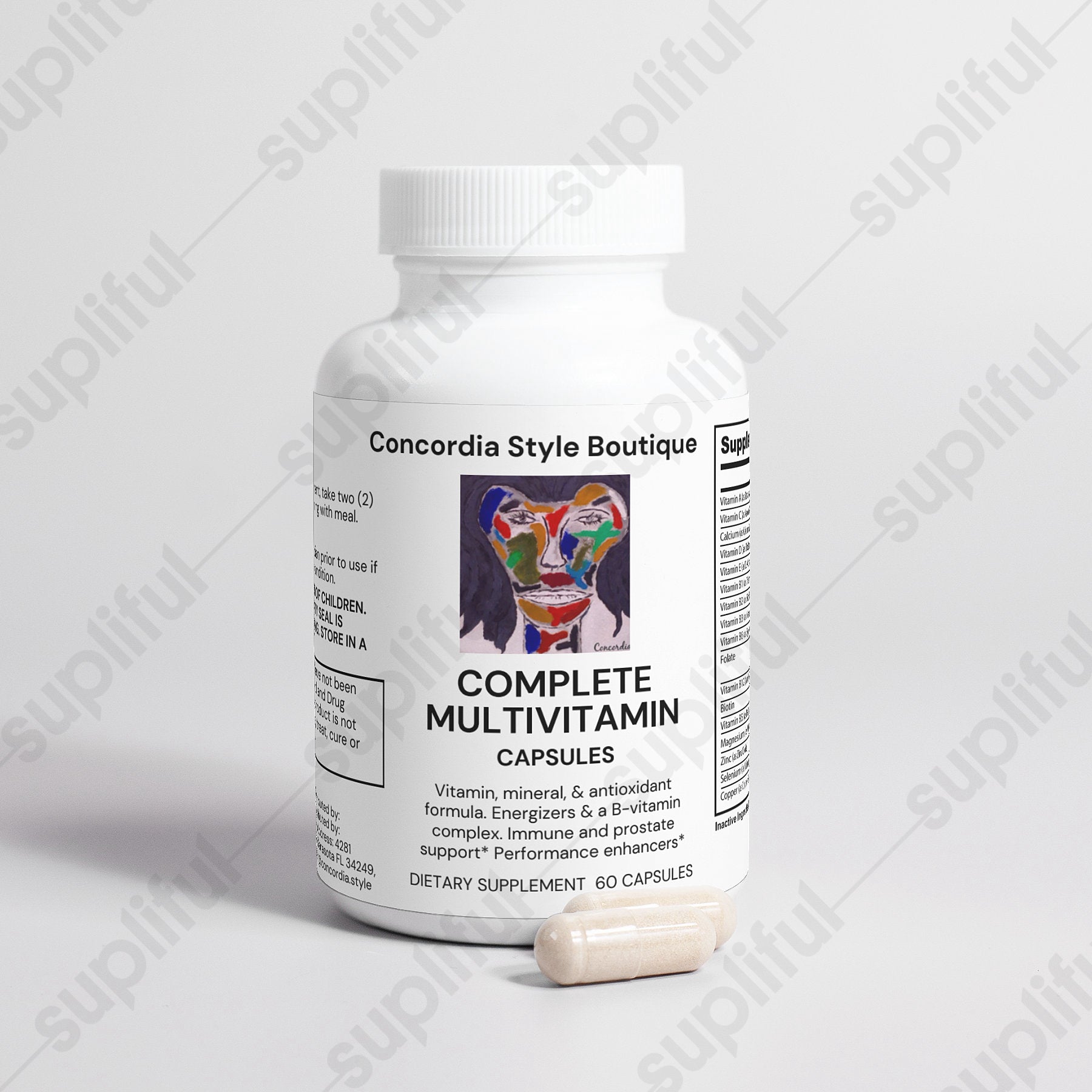 Complete Multivitamin capsules in a bottle, showcasing their easy-to-swallow design and high-quality ingredients.