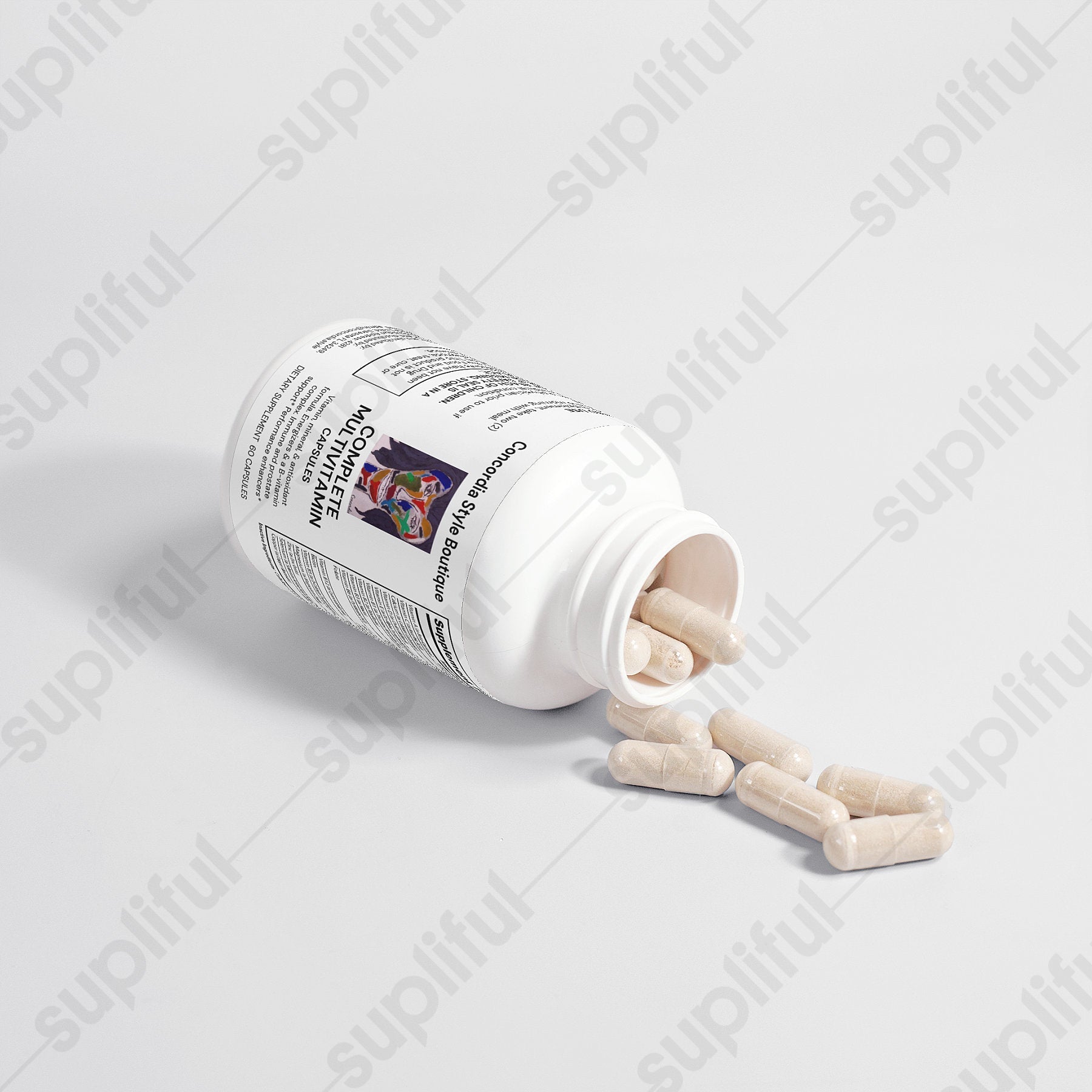 Complete Multivitamin capsules in a bottle, showcasing their easy-to-swallow design and high-quality ingredients.