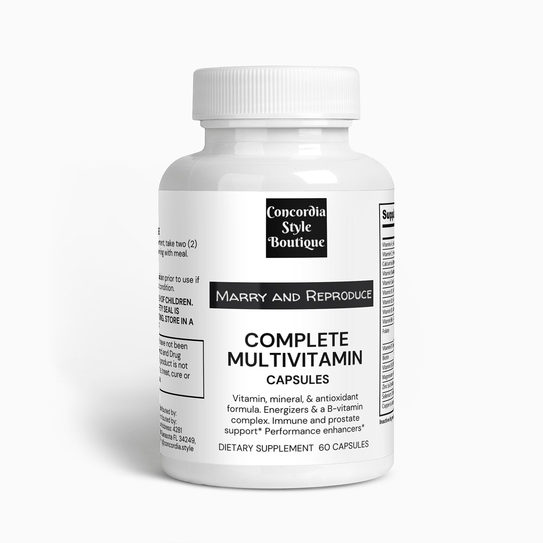 Complete Multivitamin capsules with essential vitamins and minerals for daily health support.
