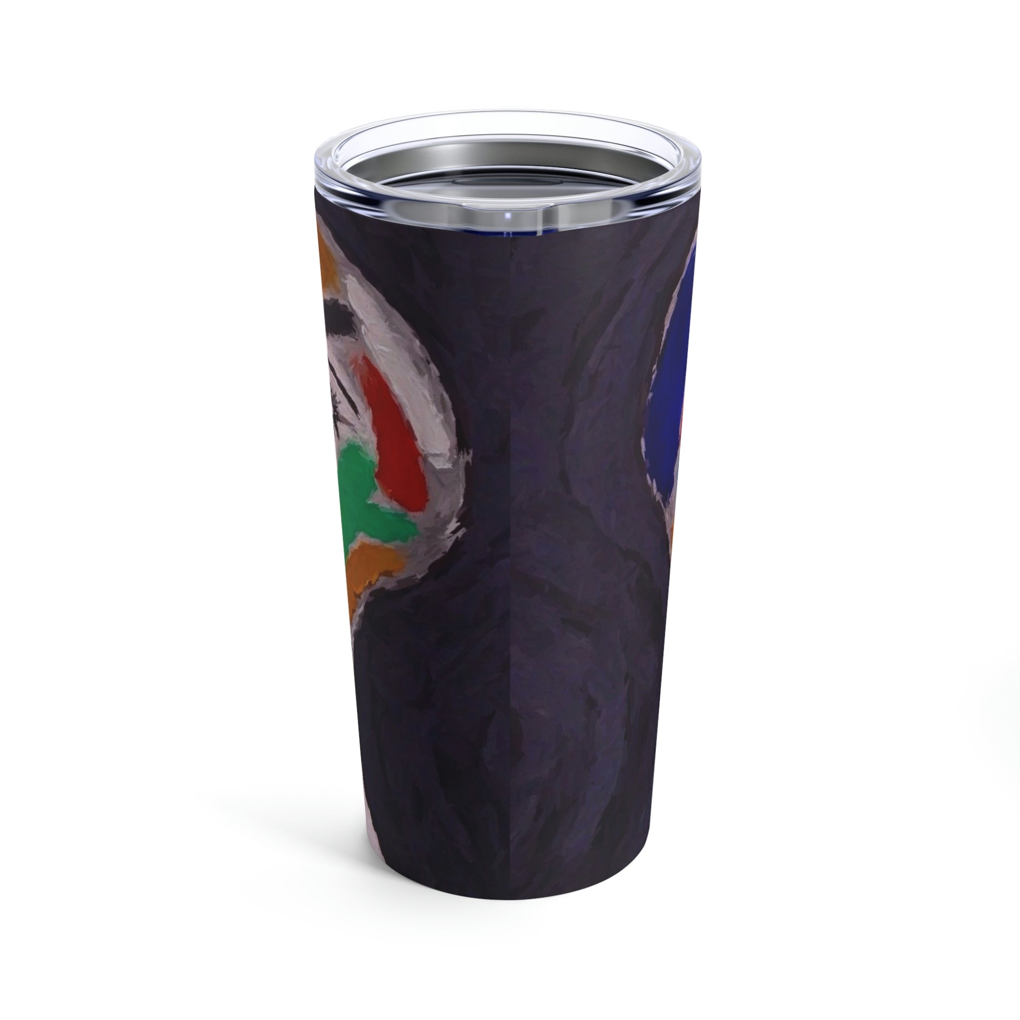 Concordia 20oz stainless steel tumbler with glossy finish and see-thru lid, perfect for travel and everyday use.