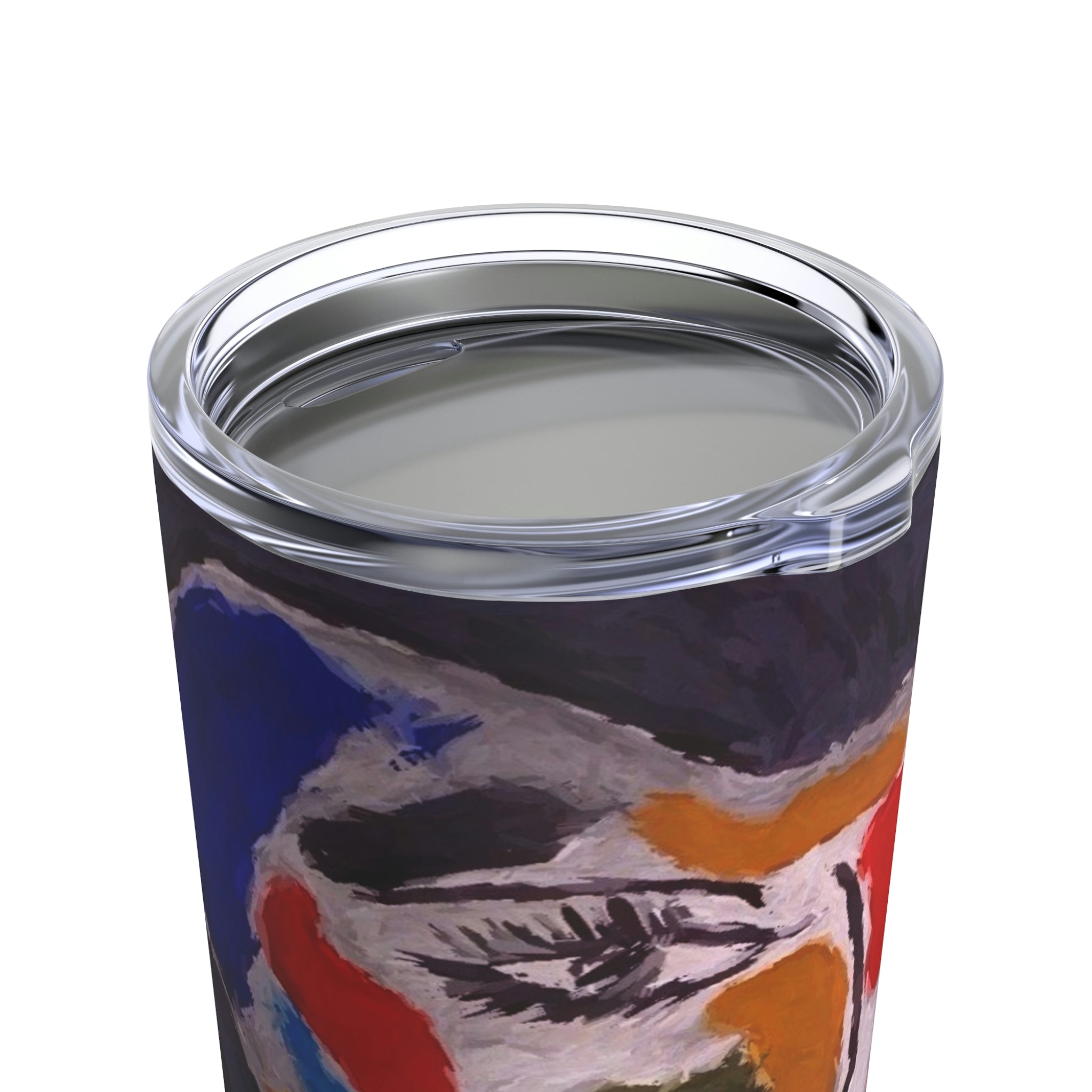 Concordia 20oz stainless steel tumbler with glossy finish and see-thru lid, perfect for travel and everyday use.