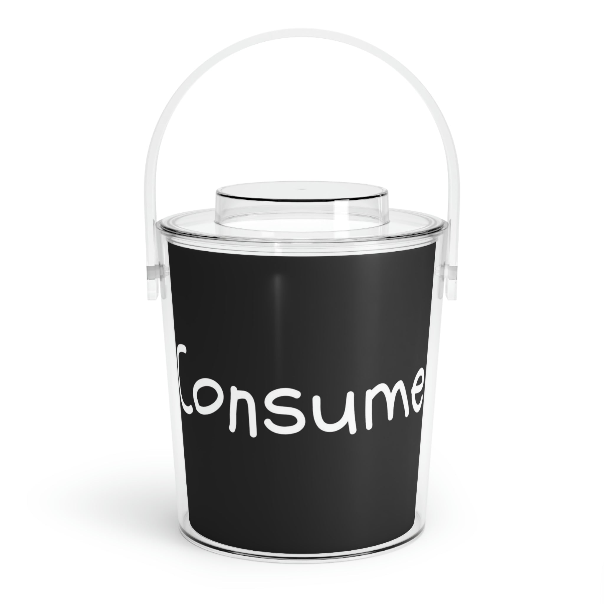 Consume Ice Bucket with Tongs, featuring a sleek acrylic design and removable lid, perfect for serving chilled beverages.