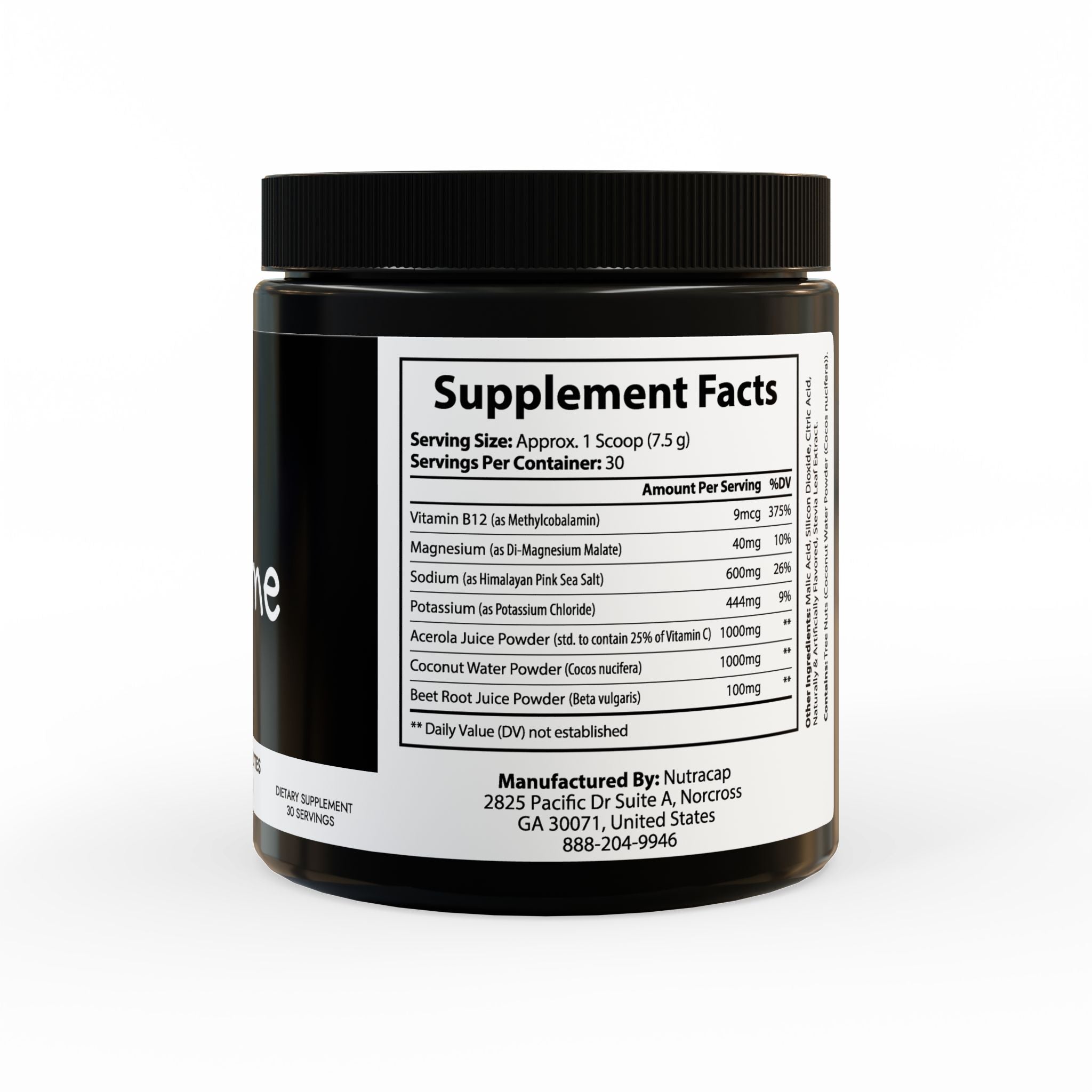 ION + Select Electrolyte Supplement jar with a vibrant label showcasing its key ingredients and benefits, set against a clean background.