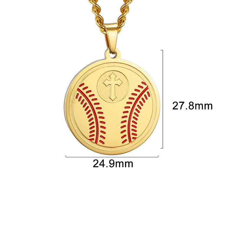 Elegant Cross Round Sign Pendant Necklace made of stainless steel with 18k gold plating, showcasing its unique design and quality craftsmanship.