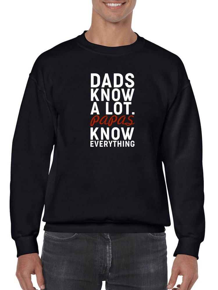 Men's black sweatshirt with 'Dads Are Like An Encyclopedia' design, showcasing a humorous tribute to fathers.