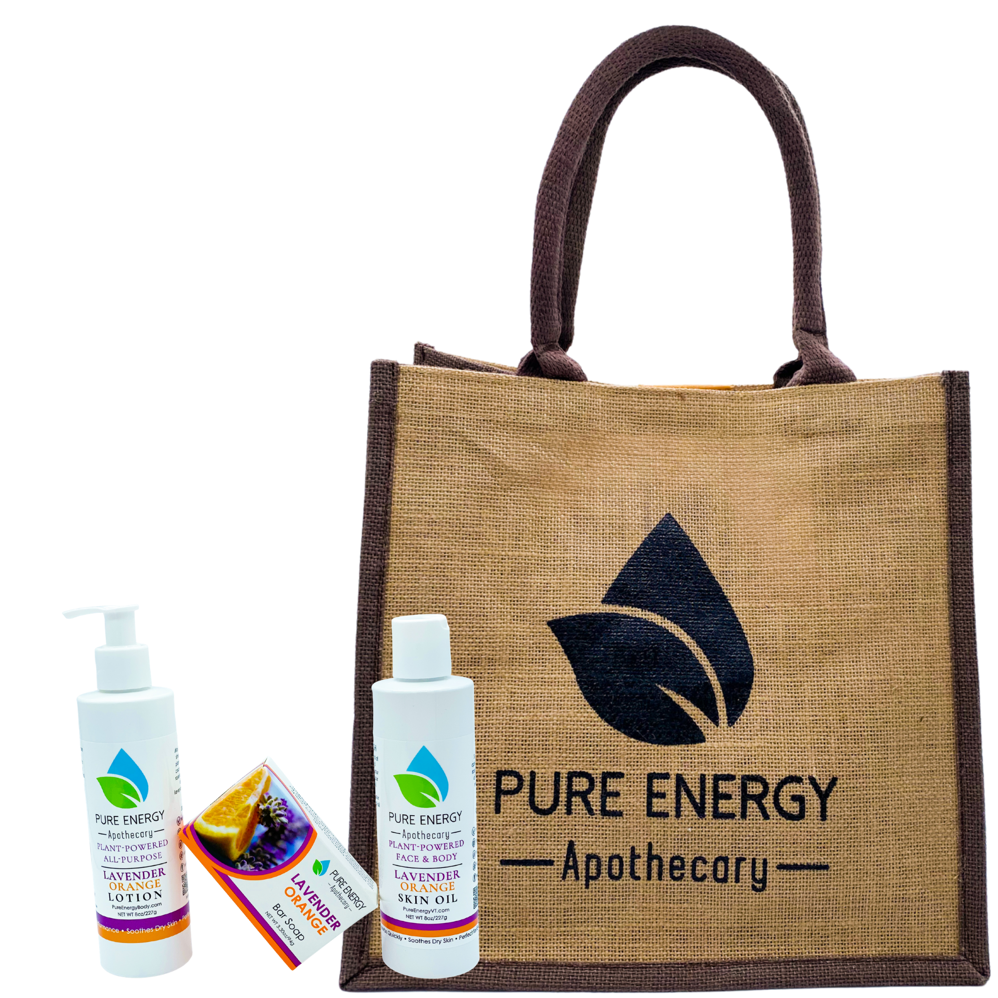 Daily Delight Gift Set featuring Lavender Orange, including lotion, soap, and skin oil in elegant packaging.