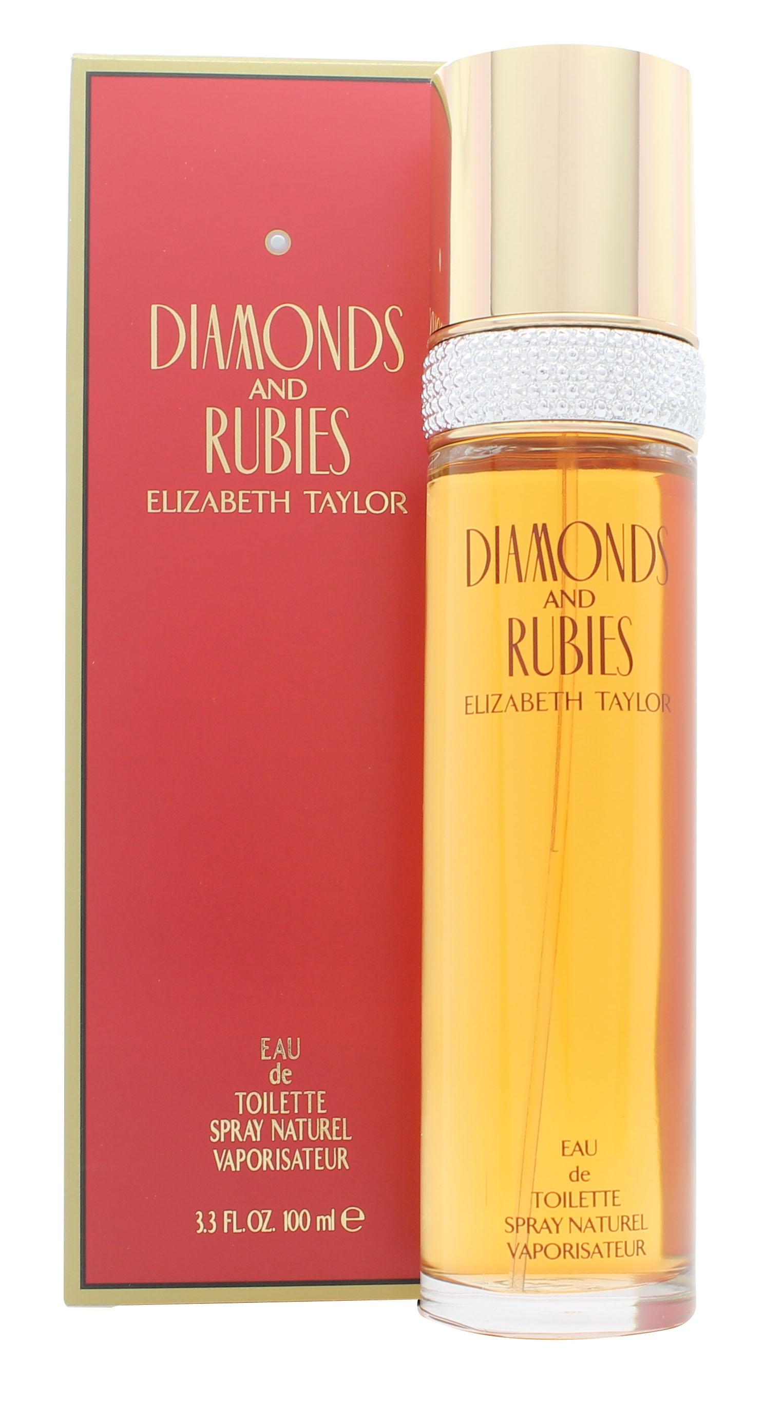 Diamonds & Rubies Eau de Toilette by Elizabeth Taylor in an elegant bottle, showcasing its luxurious design.
