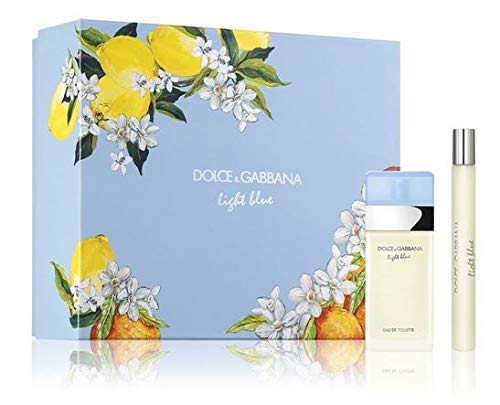 Dolce & Gabbana Light Blue Gift Set featuring 25ml and 10ml EDT sprays in elegant packaging.
