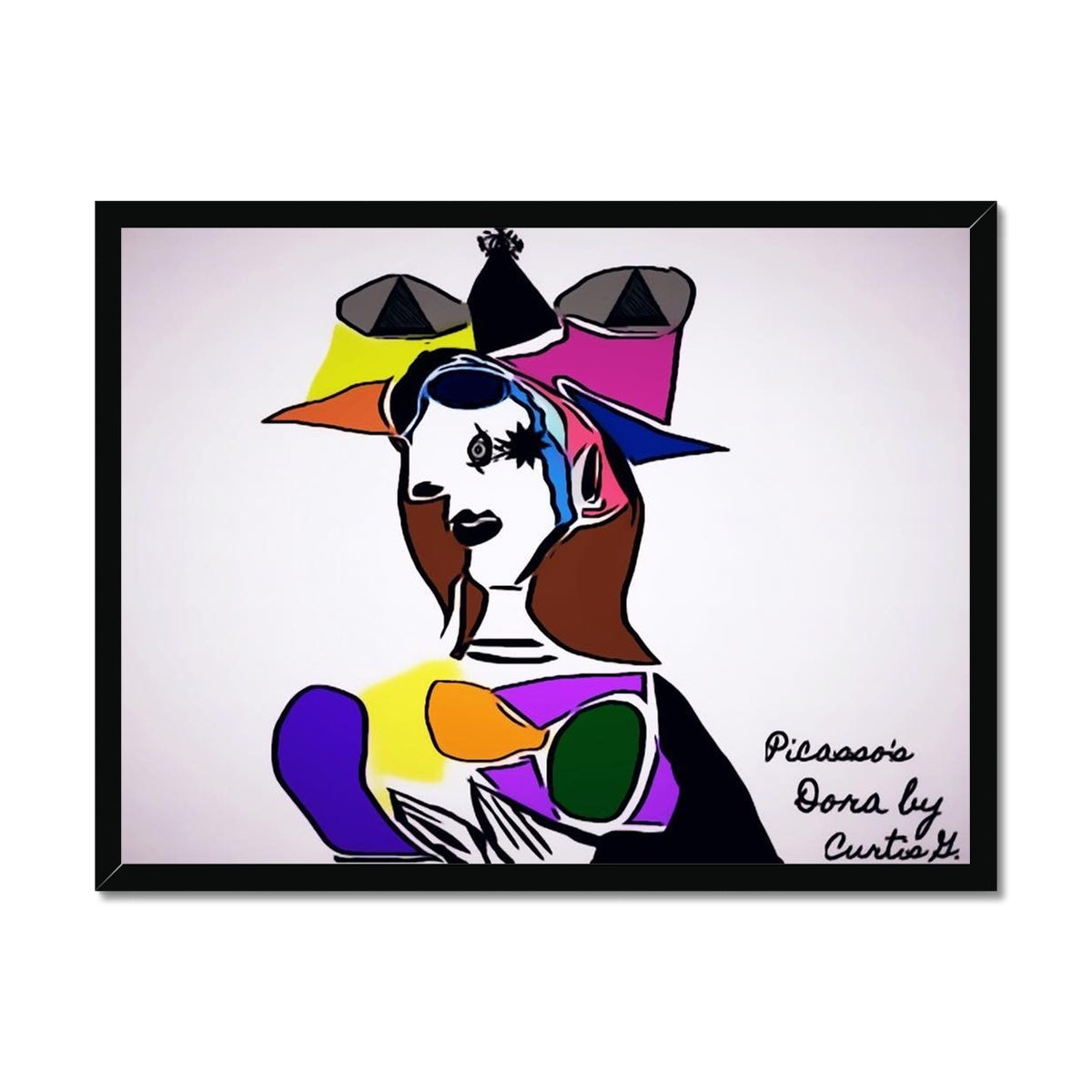 Dora Framed Print showcasing a simple elegant design with a satin finish and textured art paper.