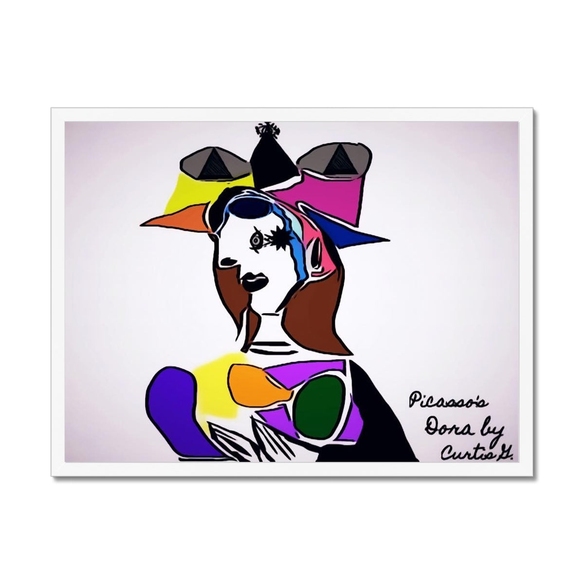 Dora Framed Print showcasing a simple elegant design with a satin finish and textured art paper.