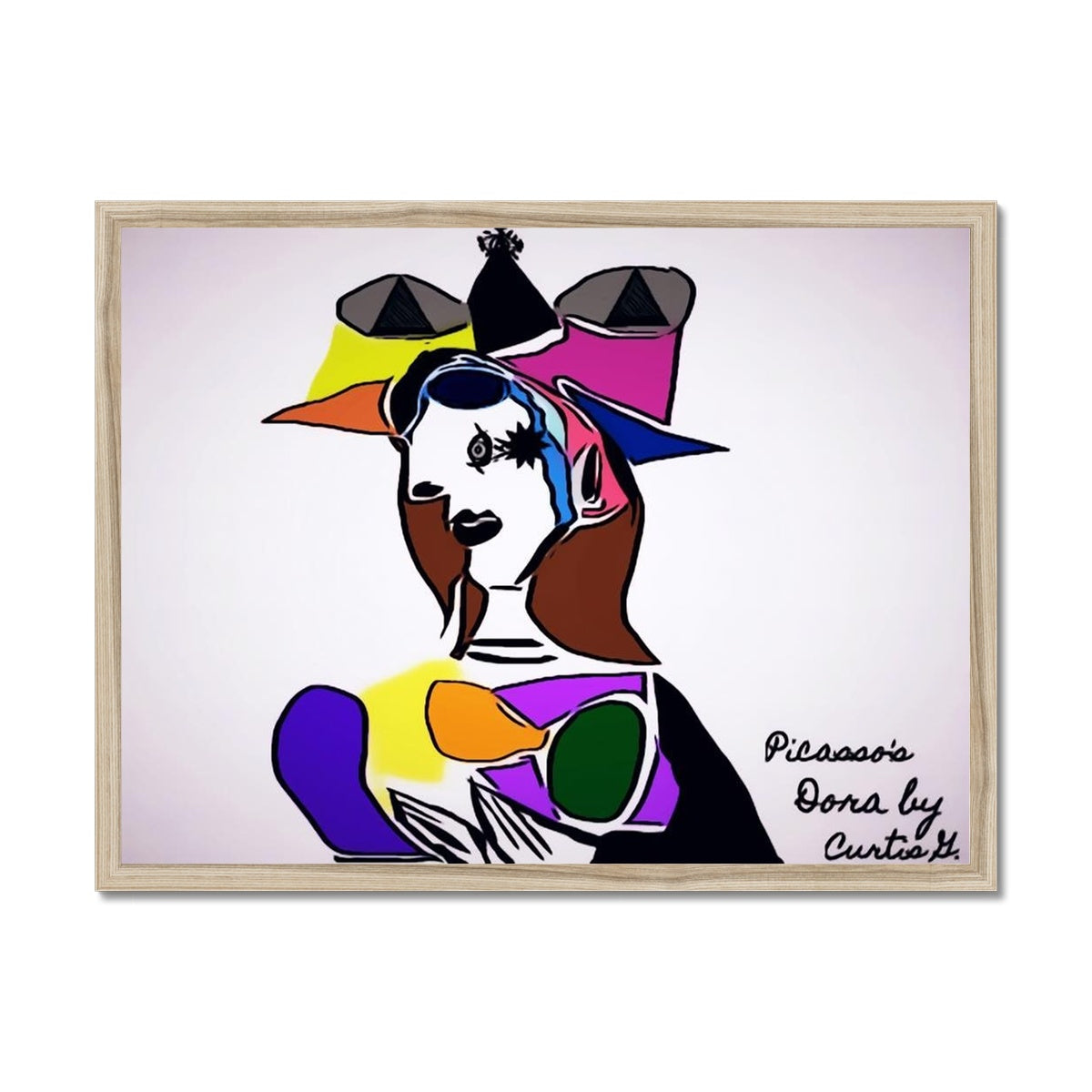 Dora Framed Print showcasing a simple elegant design with a satin finish and textured art paper.