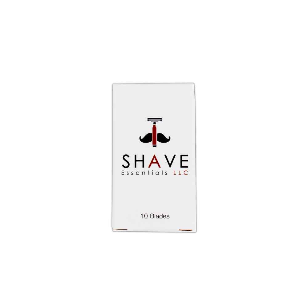 A pack of 20 double-sided safety razor blades, showcasing their sleek stainless steel design and bulk packaging for convenience.