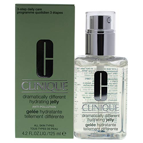 Clinique Dramatically Different Hydrating Jelly in a sleek bottle, showcasing its lightweight, oil-free formula for intense hydration.