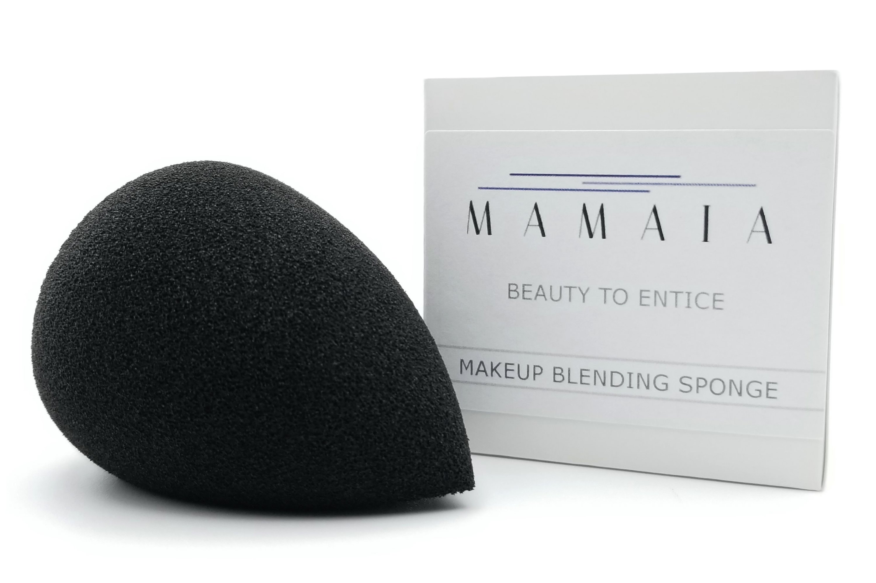 MAMAIA Egg Cut Makeup Blending Sponge in a vibrant color, showcasing its unique egg shape and soft texture for precise makeup application.