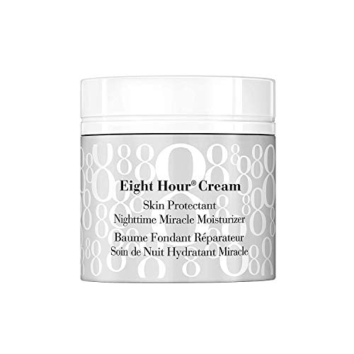 Elizabeth Arden Eight Hour Cream Skin Protectant Nighttime Miracle Moisturiser in a sleek jar, showcasing its rich texture.