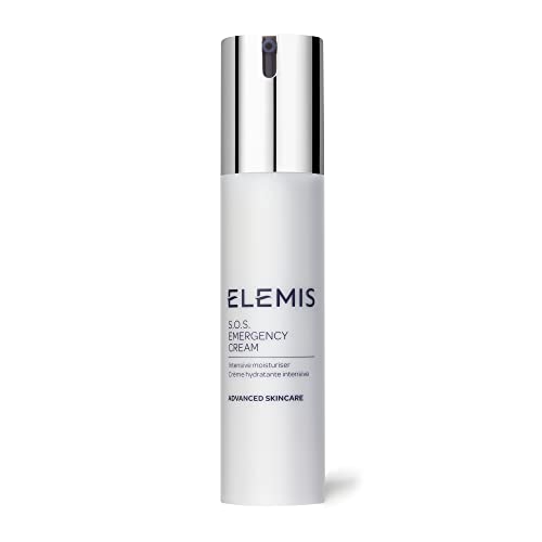 Elemis Skin Solutions S.O.S. Emergency Cream in a sleek jar, showcasing its rich texture and luxurious packaging.