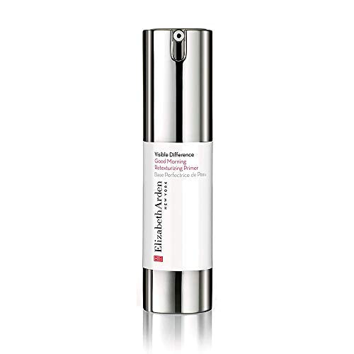 Elizabeth Arden Visible Difference Good Morning Retexturizing Primer in a sleek bottle, showcasing its elegant design and branding.