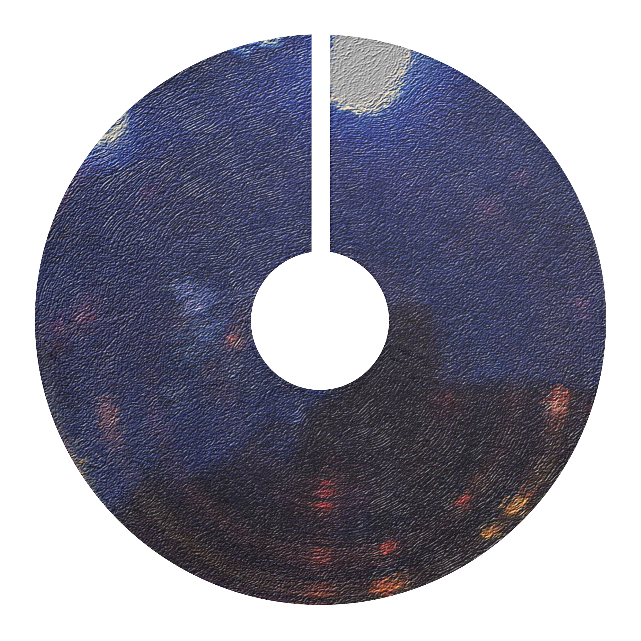 Embossed Christmas tree skirt by Concordia, featuring soft cream fleece material with a festive design, perfect for holiday decor.