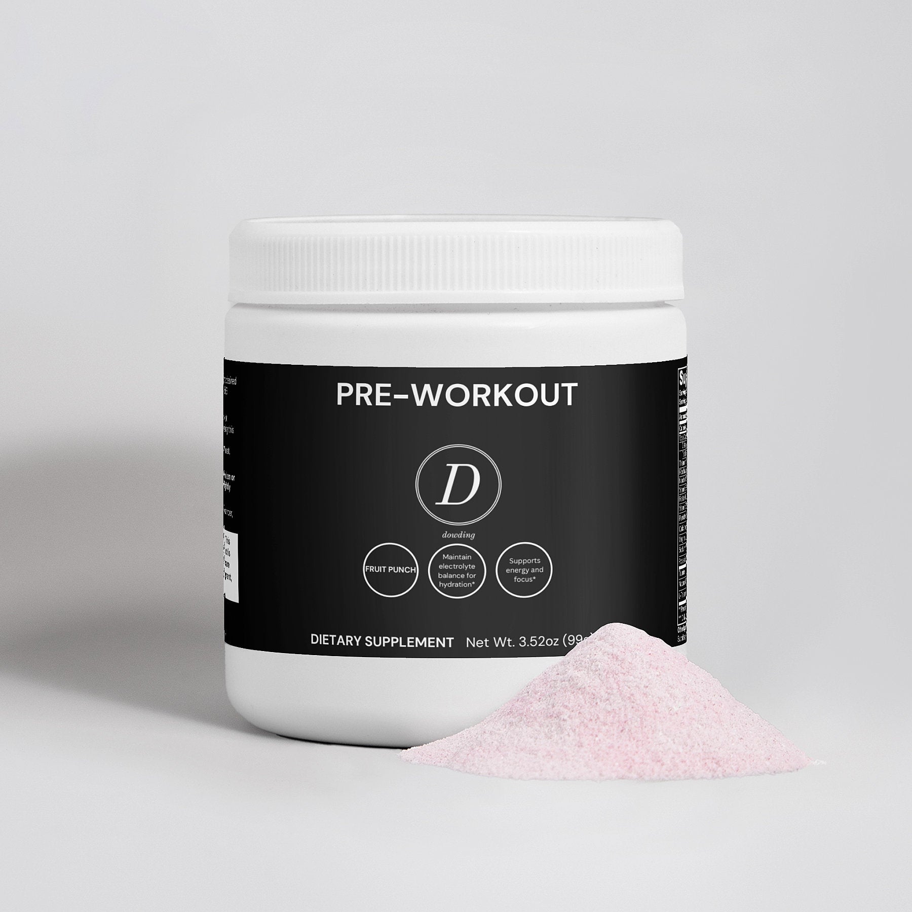 A vibrant container of Energy Powder in Fruit Punch flavor, showcasing its sugar-free formula designed for balanced energy and focus.