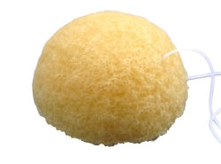 Éponge Konjac au Yuzu, douce et naturelle, idéale pour le visage et le corps, fabriquée au Japon.