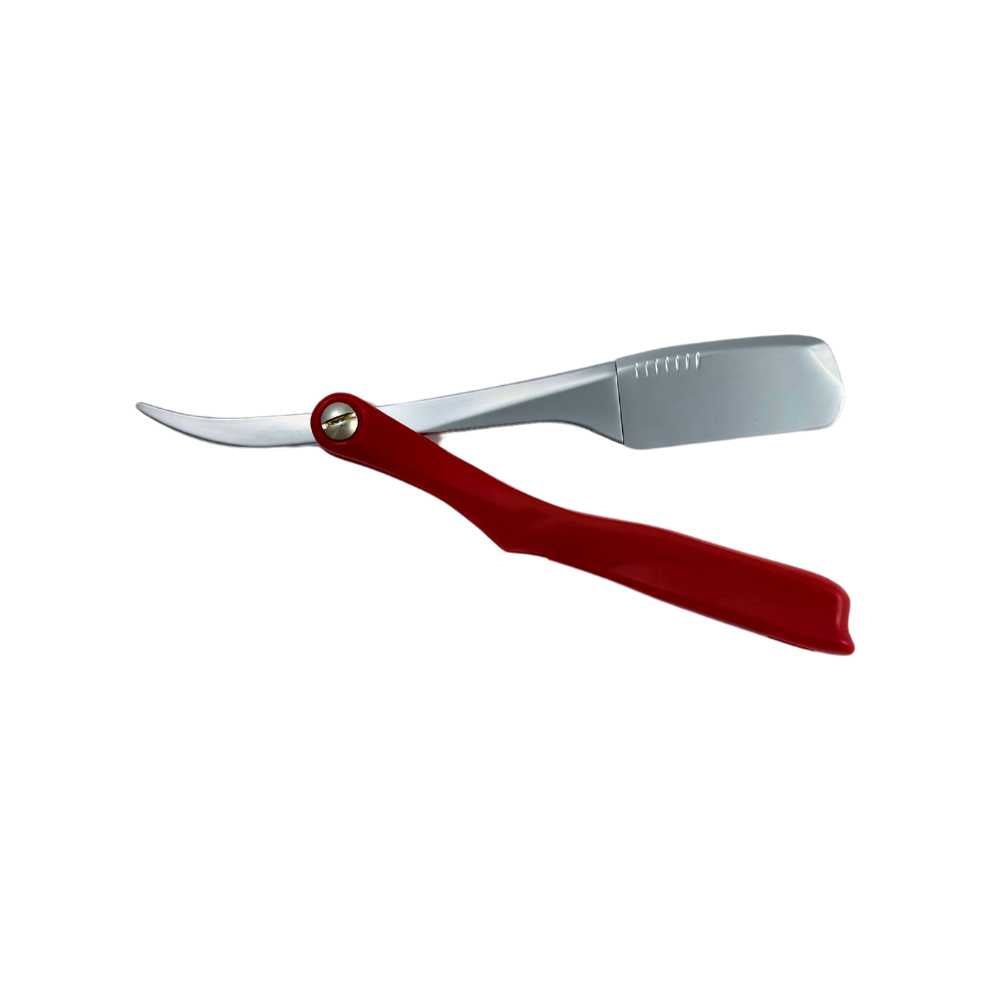 The Essential Shavette featuring a sleek alloy design and a wooden cover, showcasing its elegant and ergonomic shape.