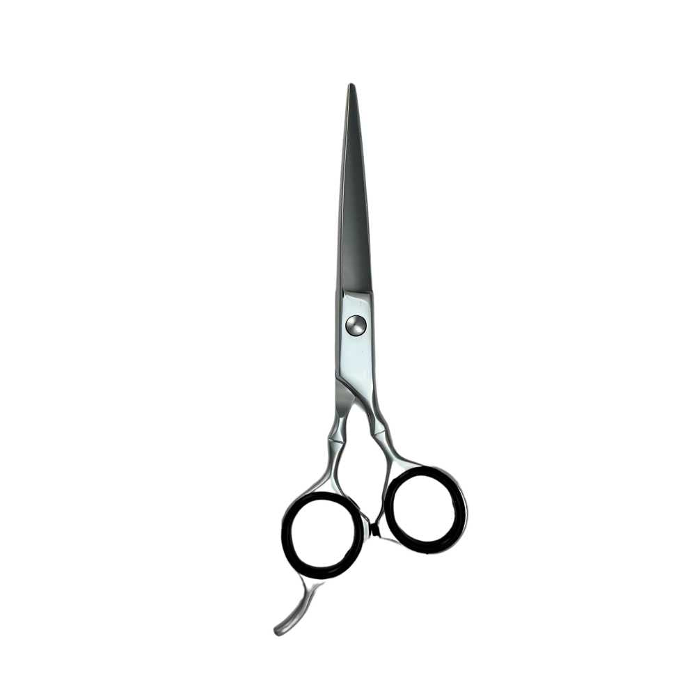 Essential Shears by Shave Essentials, featuring stainless steel blades and ergonomic non-slip handles for precise hair cutting.