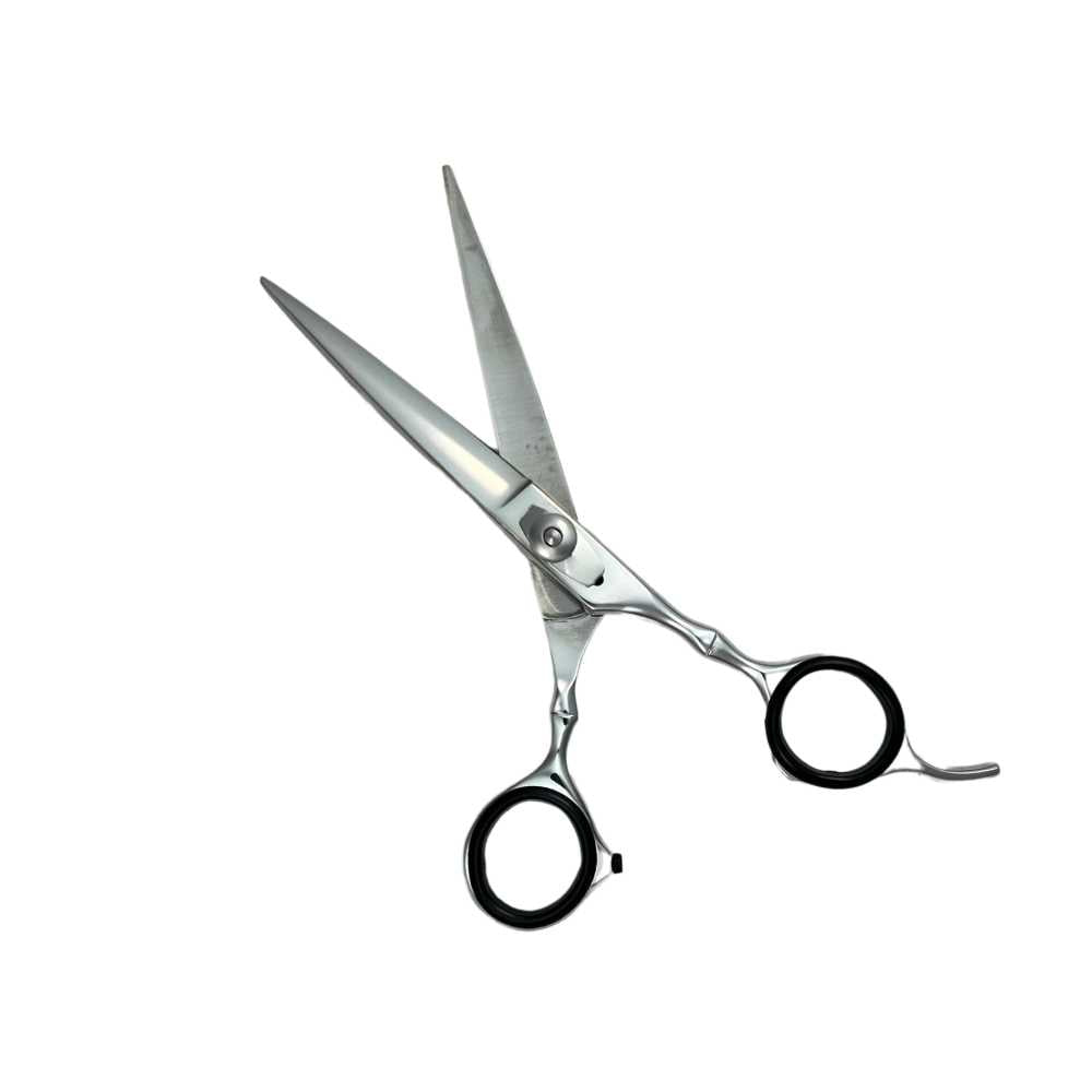 Essential Shears by Shave Essentials, featuring stainless steel blades and ergonomic non-slip handles for precise hair cutting.