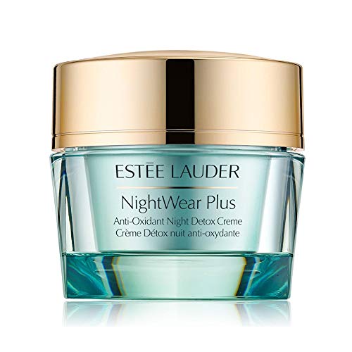 Estee Lauder Nightwear Plus Anti-Oxidan Night Detox Cream in a sleek jar, showcasing its luxurious texture and packaging.