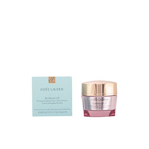 Estée Lauder Resilience Lift Oil In Cream jar with a luxurious gold lid, showcasing its rich cream texture.