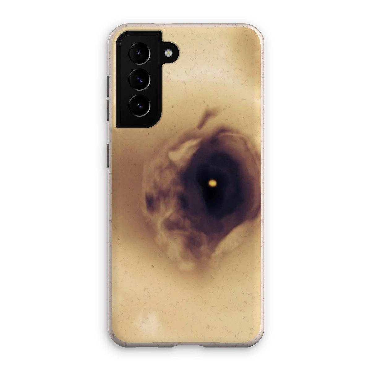 Eye Eco Phone Case made from biodegradable bioplastic and bamboo fiber, showcasing its stylish design and protective features.