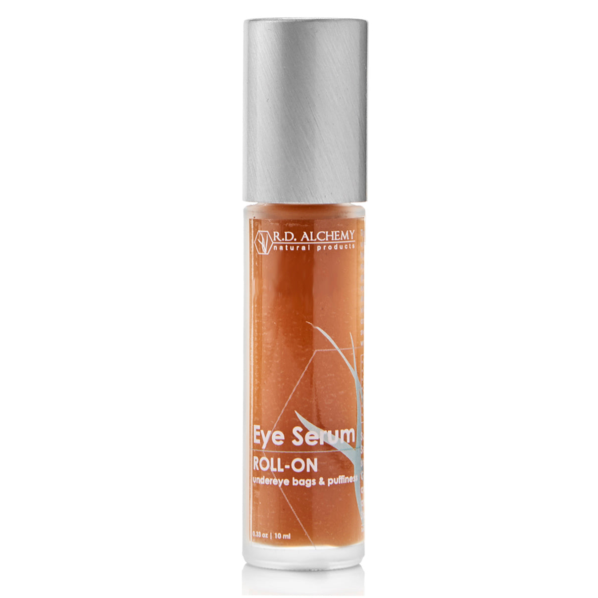 Eye Serum Roll-On bottle with a sleek design, featuring a roll-on applicator for easy use, targeting under eye bags and puffiness.