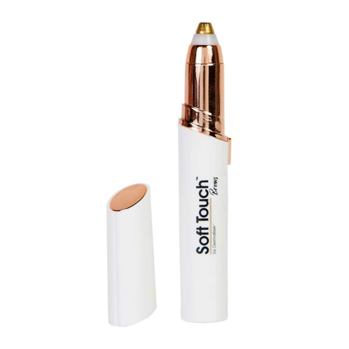 White eyebrow trimmer with cap.