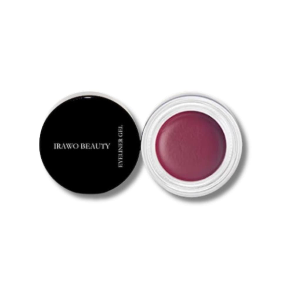 Irawo Beauty Eyeliner Gel in a sleek container, showcasing its rich color and smooth texture, perfect for precise eye makeup application.