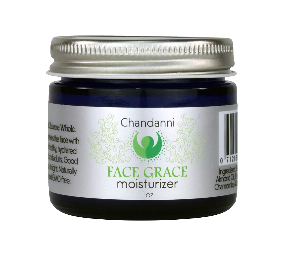 Face Grace Moisturizer in a sleek jar, showcasing its rich cream texture and organic ingredients.