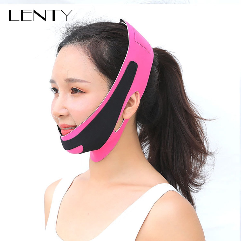 Face Slimming Bandage designed for facial contouring and lifting, made from elastic SBR material, showcasing its sleek design and functionality.