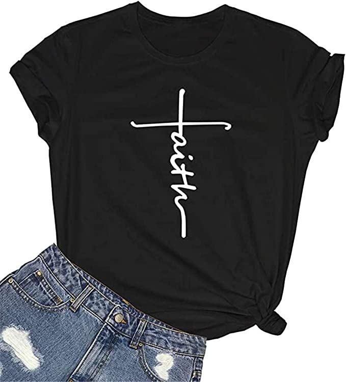 A collection of Faith T-Shirts in various colors and styles, showcasing their comfortable fit and quality fabric.