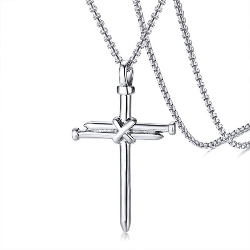 Fashion Arrow Necklace for Men featuring a black metal punk cross pendant, showcasing a bold and trendy design.