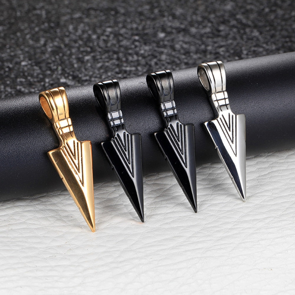 Fashion Arrow Necklace for Men featuring a black metal punk cross pendant, showcasing a bold and trendy design.