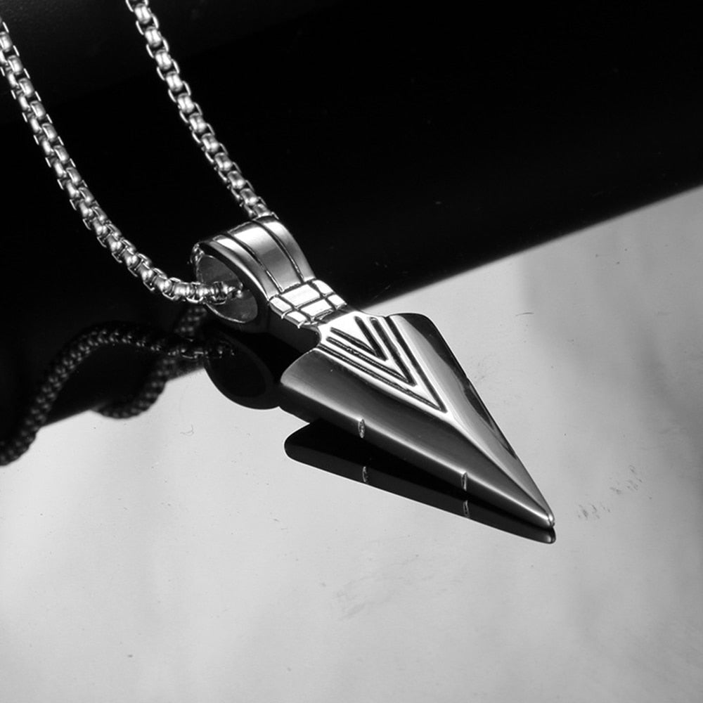Fashion Arrow Necklace for Men featuring a black metal punk cross pendant, showcasing a bold and trendy design.