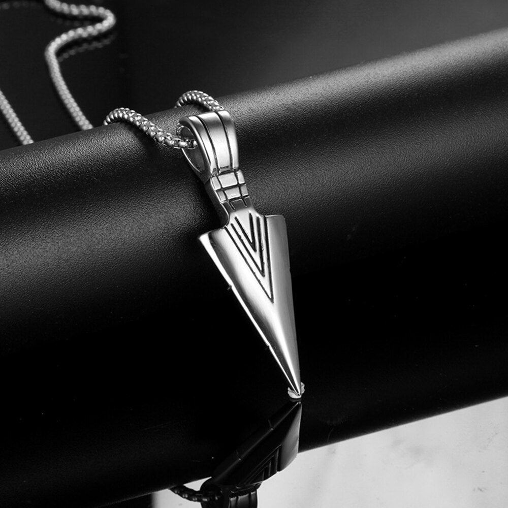 Fashion Arrow Necklace for Men featuring a black metal punk cross pendant, showcasing a bold and trendy design.