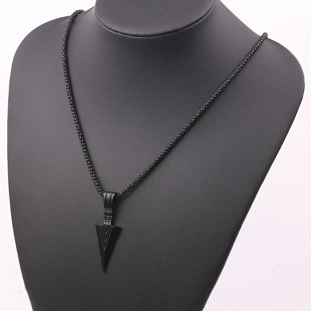 Fashion Arrow Necklace for Men featuring a black metal punk cross pendant, showcasing a bold and trendy design.