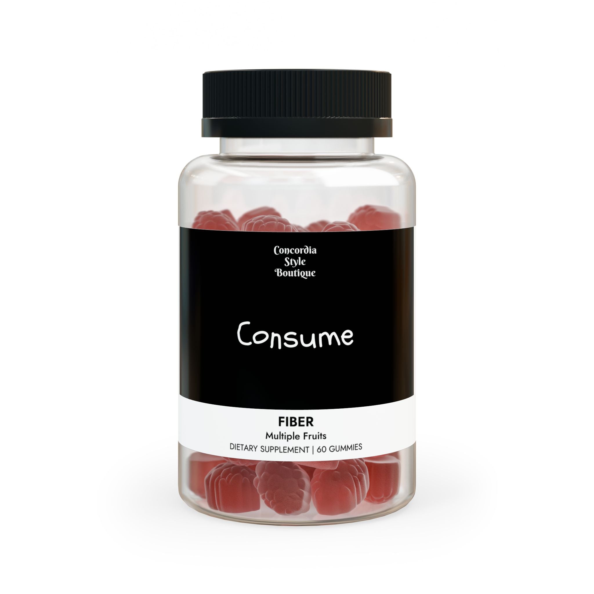 A bottle of Fiber Gummies containing 60 delicious gummies, designed to support daily fiber intake, featuring a vibrant label and a convenient size.